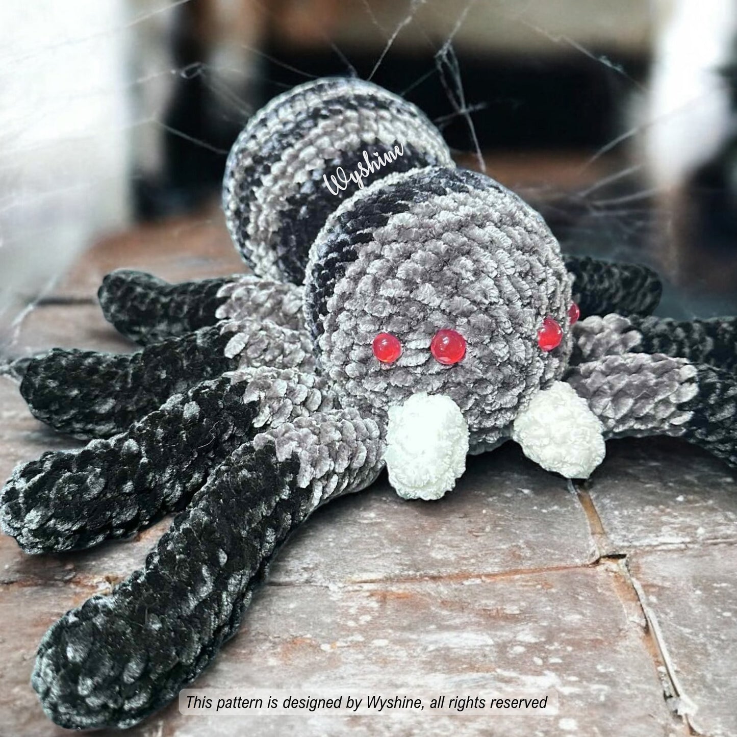 Realistic Spider Amigurumi with Web Crochet Pattern - Halloween & Fall Decoration