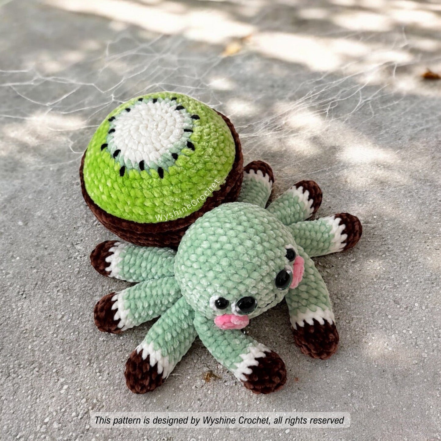 Kiwi Fruit spider Crochet Pattern: Spooky Cute Halloween Fall Decoration Plushie Amigurumi