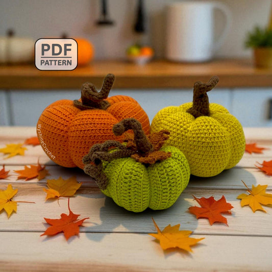 3-in-1 Pumpkin Amigurumi Crochet Pattern Set