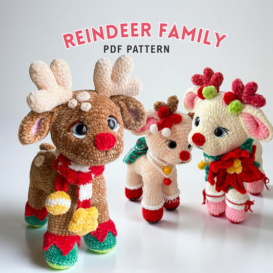 Christmas Reindeer Family Crochet Pattern Bundle