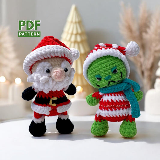 Santa & Green Monster Ornament Crochet Pattern