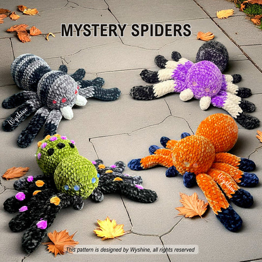 4-in-1 Jumping Spider Crochet Pattern Bundle - Halloween Fall Decoration Amigurumi
