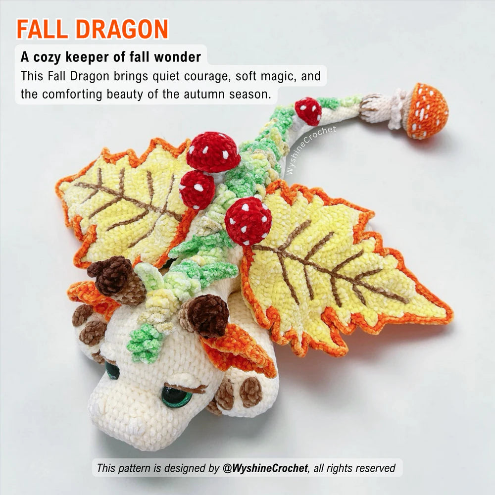 Fall Dragon - A cozy keeper of fall wonder.
This Fall Dragon brings quiet courage, soft magic, and the comforting beauty of the autumn season.