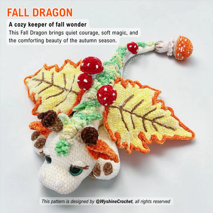 Fall Dragon - A cozy keeper of fall wonder.
This Fall Dragon brings quiet courage, soft magic, and the comforting beauty of the autumn season.
