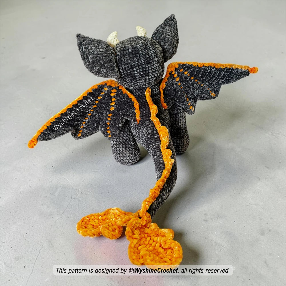 Easy to follow Bat Dragon Crochet Pattern PDF with detailed step by step instructions and many photos for amigurumi makers
