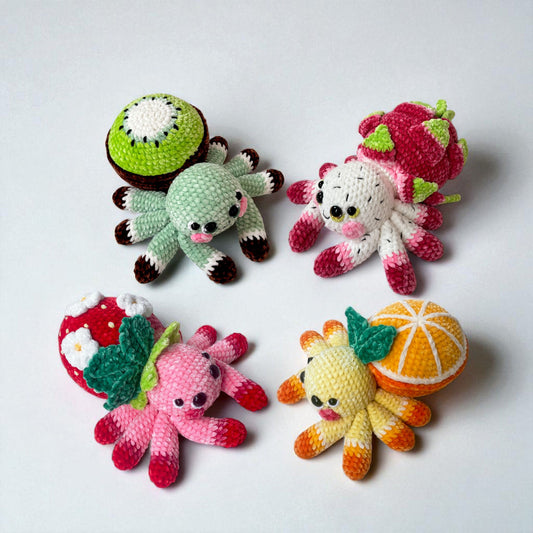 Fruit Spider Crochet Pattern: Spooky Cute Halloween Fall Decoration Plushie Amigurumi