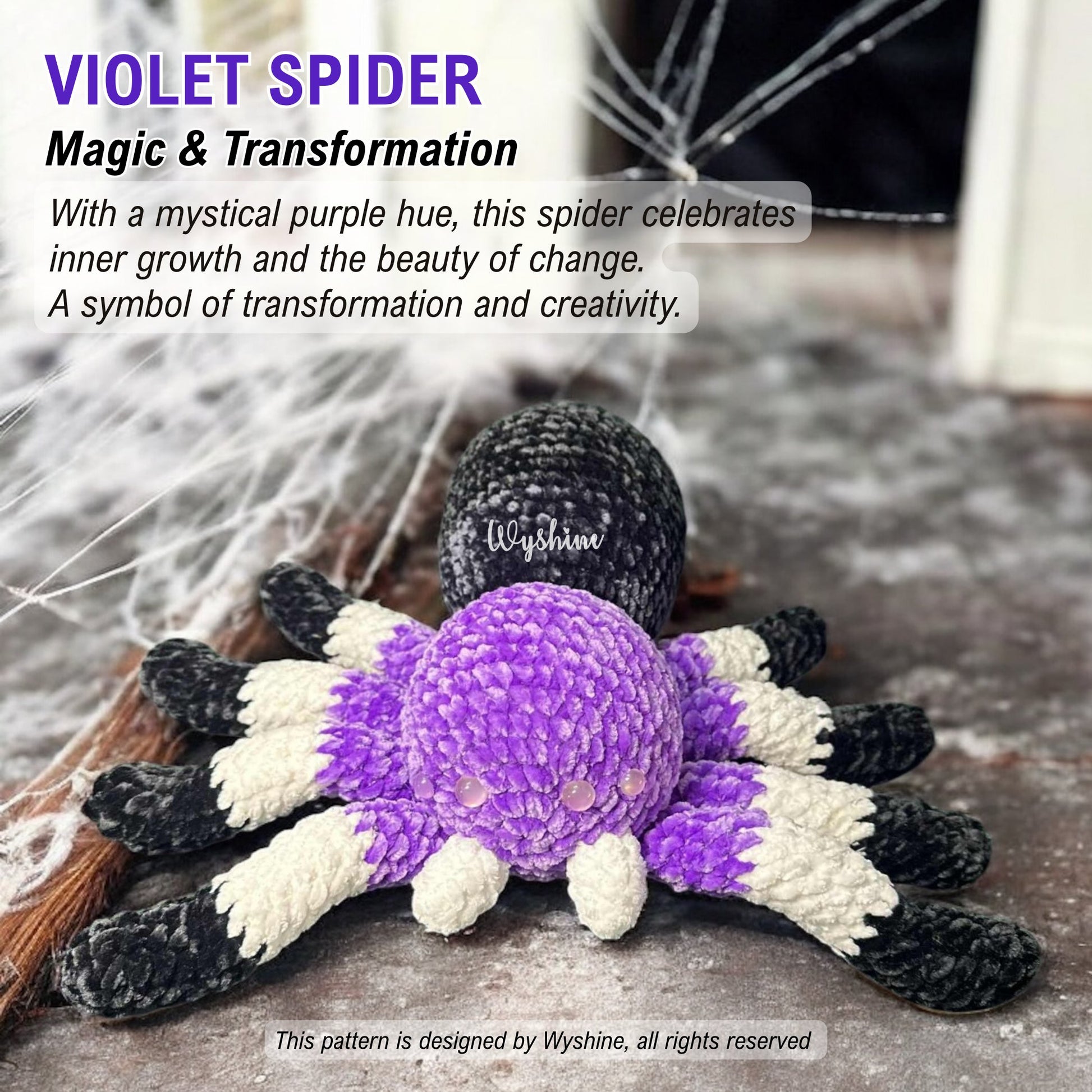 Realistic Spider Amigurumi with Web Crochet Pattern - Halloween & Fall Decoration