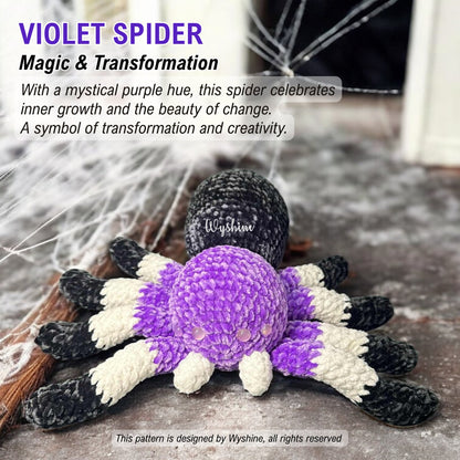 Realistic Spider Amigurumi with Web Crochet Pattern - Halloween & Fall Decoration