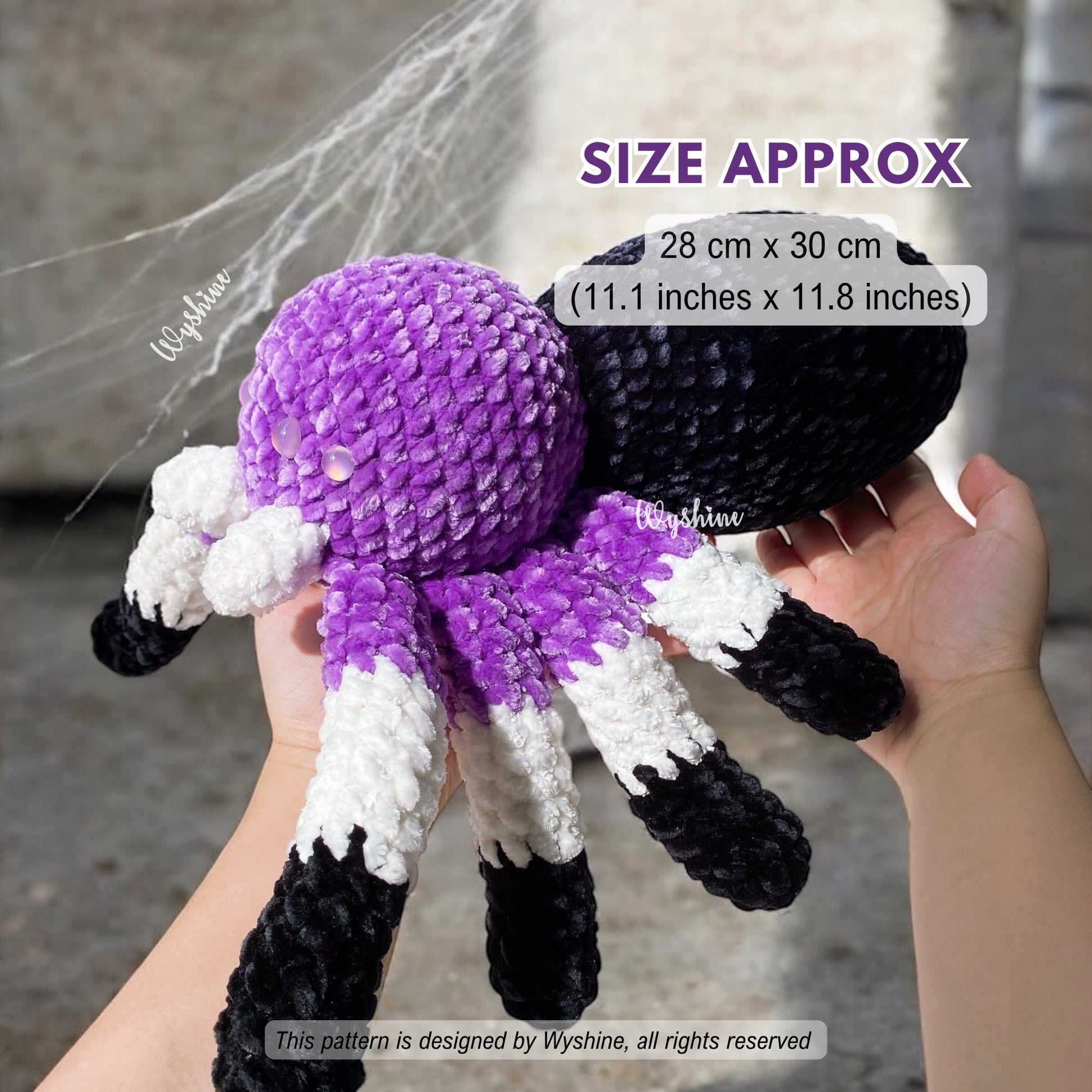 Realistic Spider Amigurumi with Web Crochet Pattern - Halloween & Fall Decoration