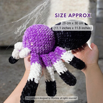 Realistic Spider Amigurumi with Web Crochet Pattern - Halloween & Fall Decoration