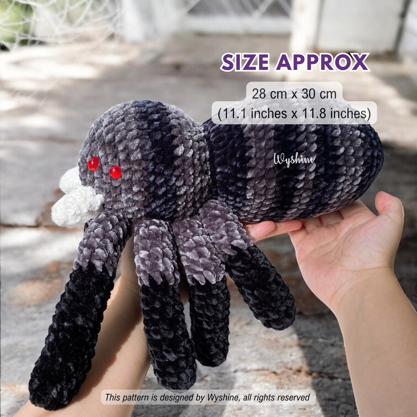 Realistic Spider Amigurumi with Web Crochet Pattern - Halloween & Fall Decoration size 28x30cm