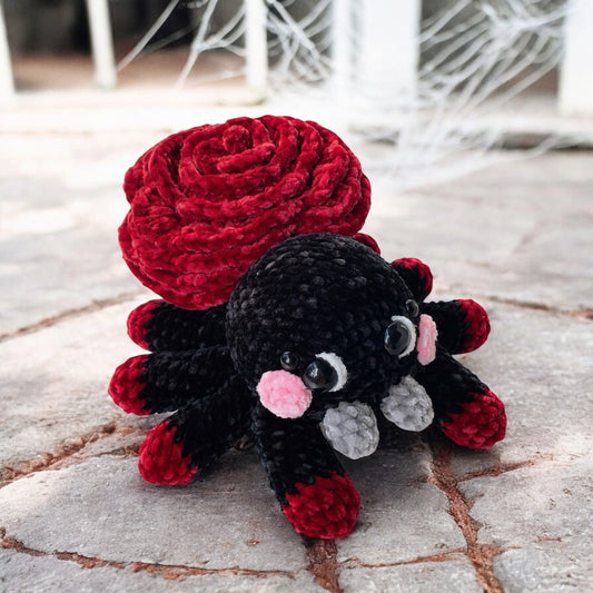 Rose Spider Crochet Pattern Spooky Cute Halloween and Fall Amigurumi Plushie