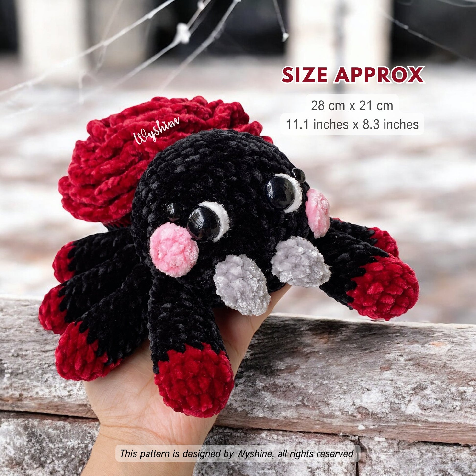 Rose Spider Crochet Pattern Spooky Cute Halloween and Fall Amigurumi Plushie