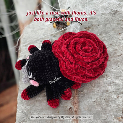 Rose Spider Crochet Pattern Spooky Cute Halloween and Fall Amigurumi Plushie Wyshine Crochet