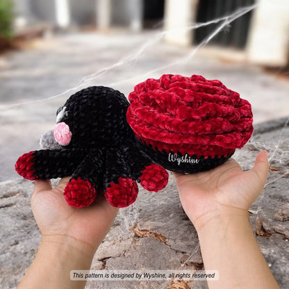 Rose Spider Crochet Pattern Spooky Cute Halloween and Fall Amigurumi Plushie Wyshine Crochet