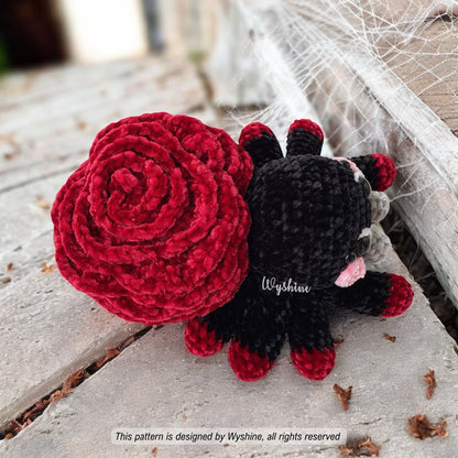 Rose Spider Crochet Pattern Spooky Cute Halloween and Fall Amigurumi Plushie Wyshine Crochet