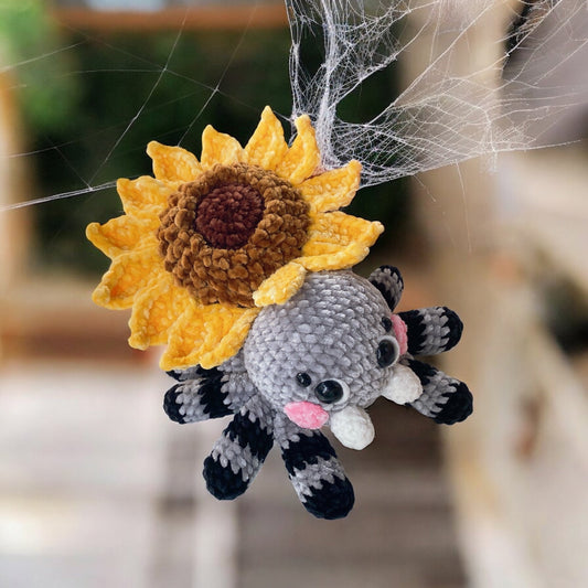 Sunflower Spider Crochet Pattern: Halloween Amigurumi Plushie - Fall Decoration Wyshine Crochet