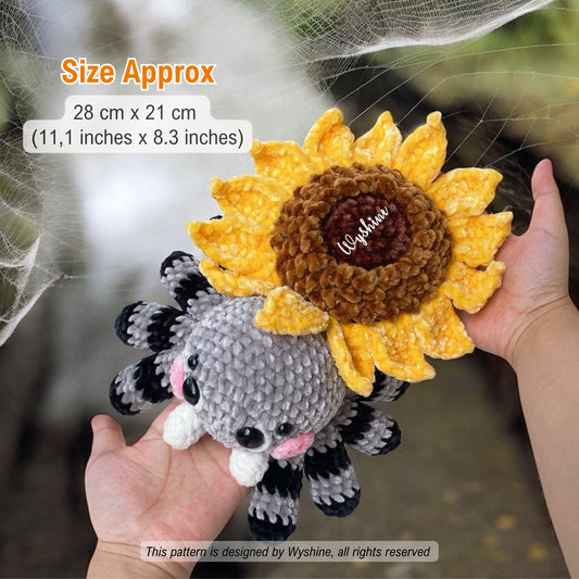 Sunflower Spider Crochet Pattern: Halloween Amigurumi Plushie - Fall Decoration