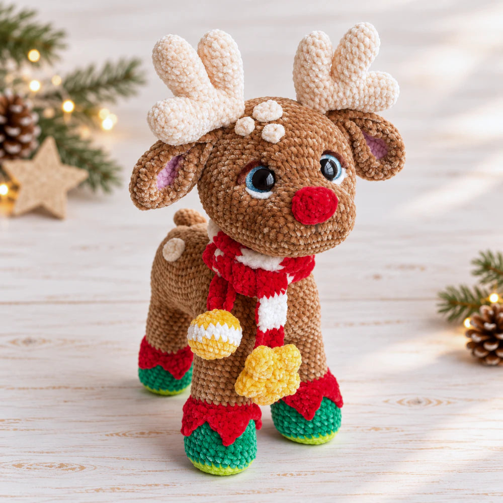 This Chestnut Reindeer Crochet Pattern is a warm seasonal project for makers who love the reindeer crochet collection, woodland animal amigurumi, and handmade Christmas gifts.
