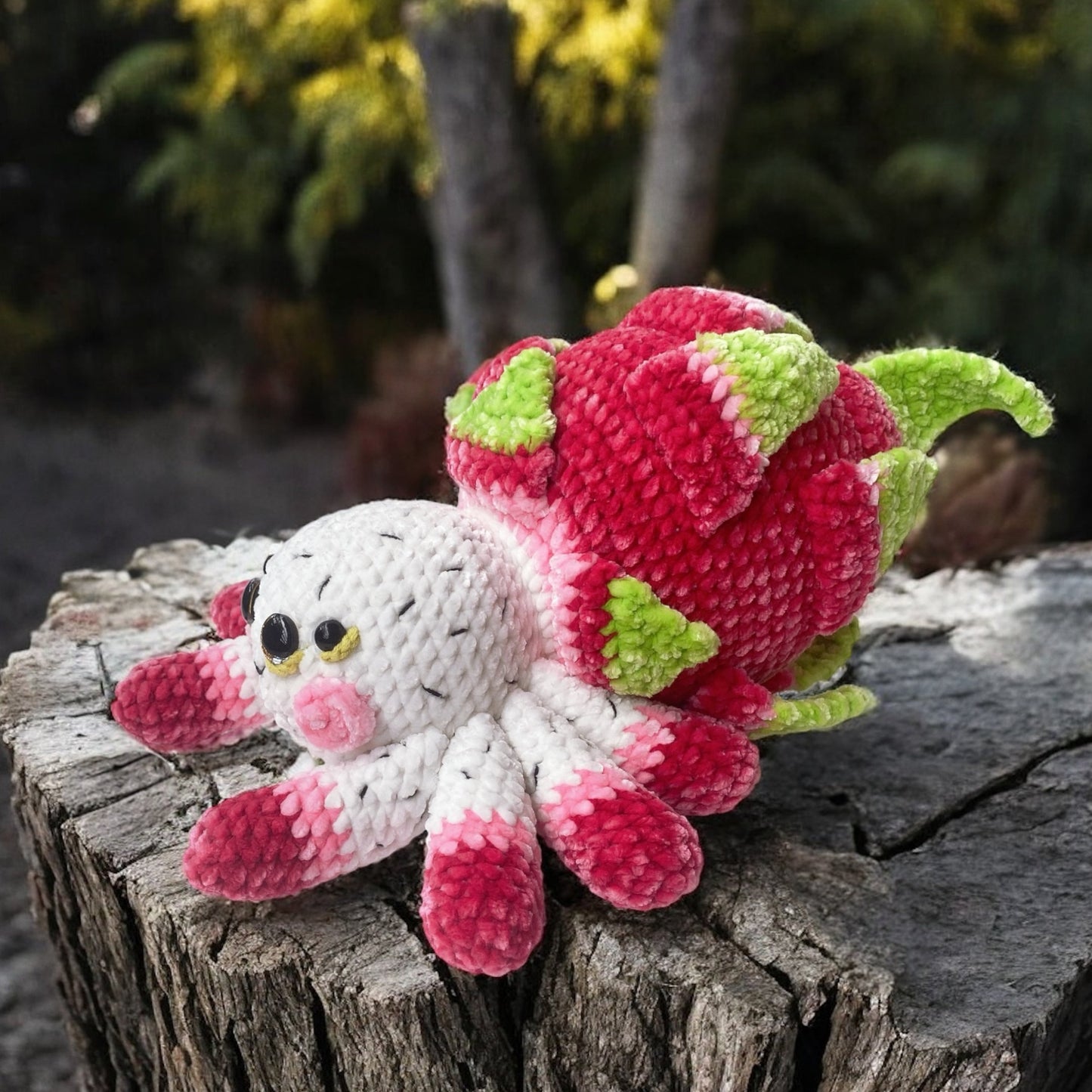 Dragon Fruit Spider Crochet Pattern: Halloween and Fall Decor Amigurumi Plush