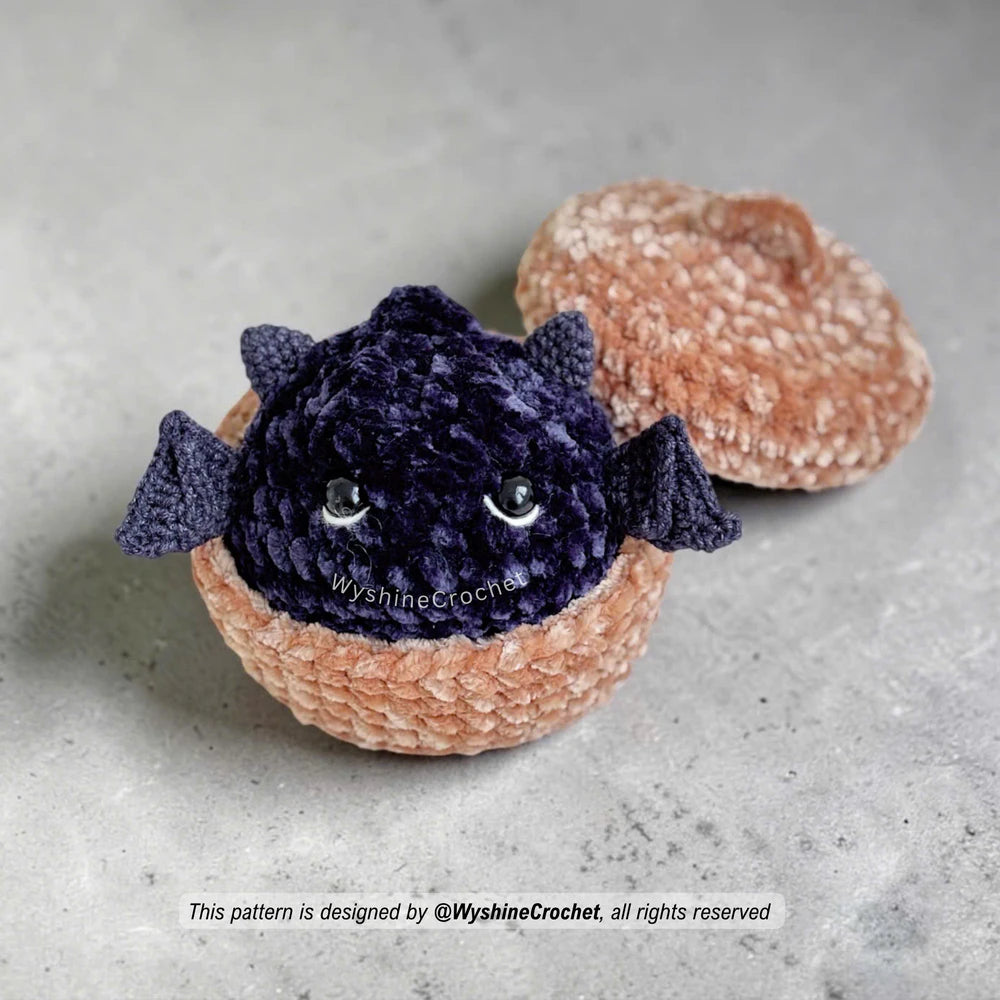 Halloween dumpling crochet pattern feature photo with Pumpkin, Ghost, Candy Corn, Eyeball, Devil, Bat, and Steamer Basket
