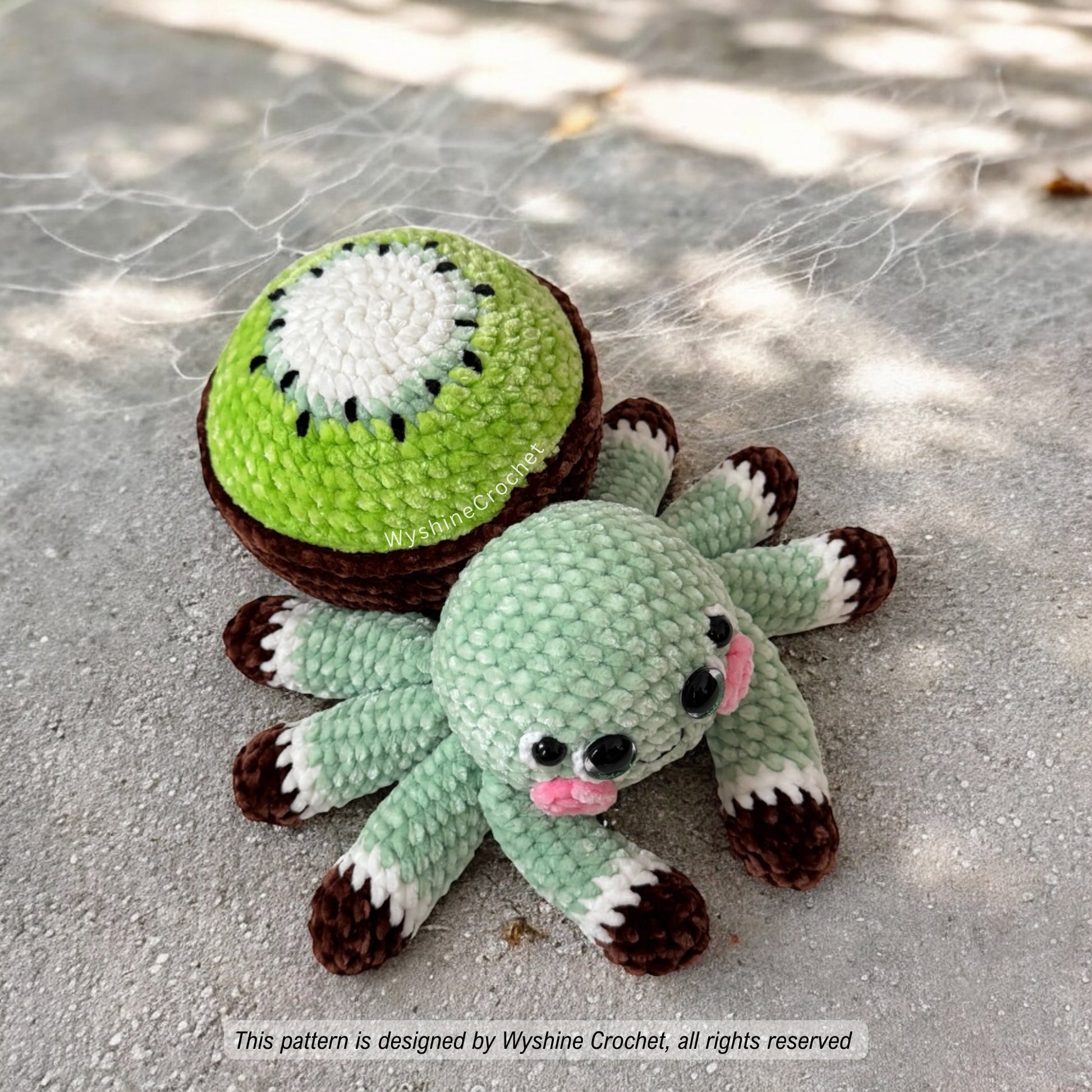 Kiwi Fruit spider Crochet Pattern: Spooky Cute Halloween Fall Decoration Plushie Amigurumi