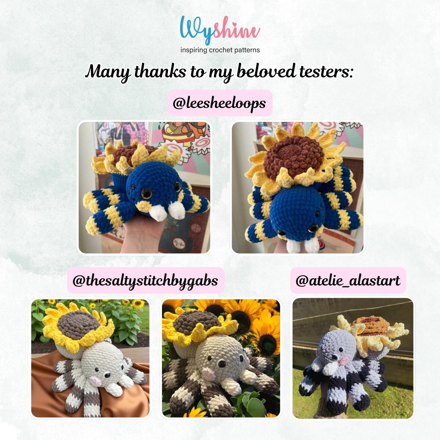 Sunflower Spider Crochet Pattern: Halloween Amigurumi Plushie - Fall Decoration Wyshine Crochet