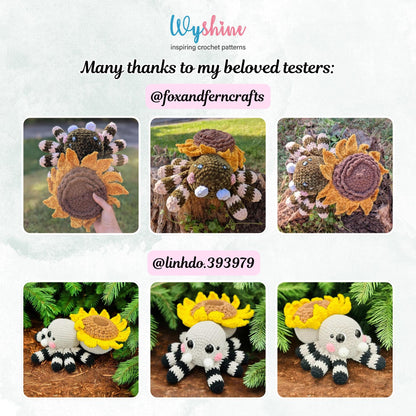 Sunflower Spider Crochet Pattern: Halloween Amigurumi Plushie - Fall Decoration Wyshine Crochet