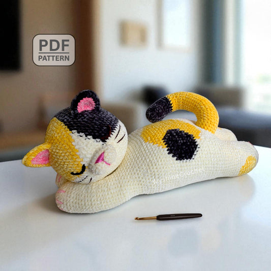 Chubby Sleeping Calico Cat Crochet Pattern