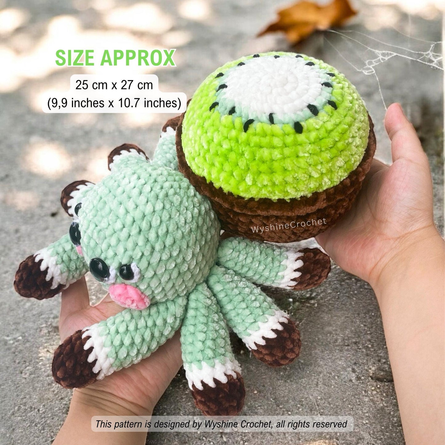 Kiwi Fruit spider Crochet Pattern: Spooky Cute Halloween Fall Decoration Plushie Amigurumi