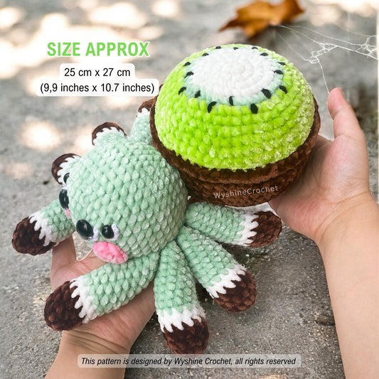 Kiwi Fruit spider Crochet Pattern: Spooky Cute Halloween Fall Decoration Plushie Amigurumi