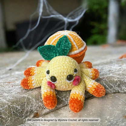 Orange Spider Crochet Pattern: Spooky Cute Amigurumi Halloween & Fall Decor