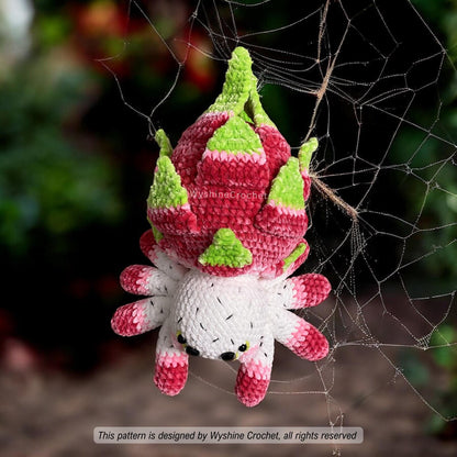 Dragon Fruit Spider Crochet Pattern: Halloween and Fall Decor Amigurumi Plush