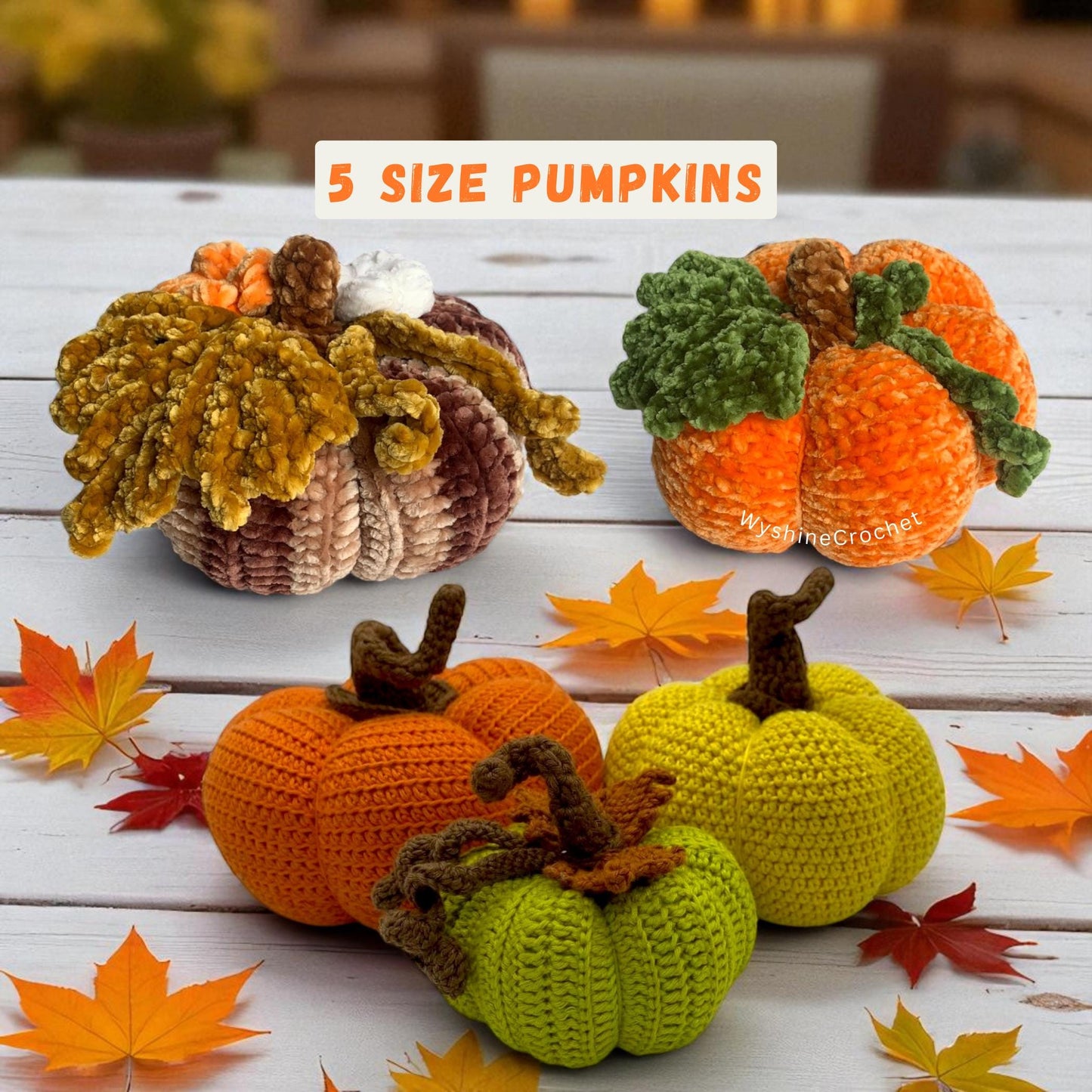 5-Size Pumpkin Amigurumi Crochet Pattern Bundle