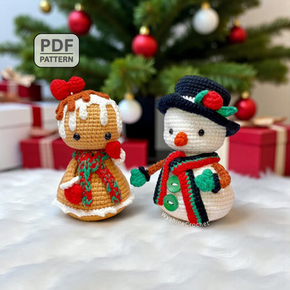 Snowman & Gingerbread Girl Ornament Crochet Pattern