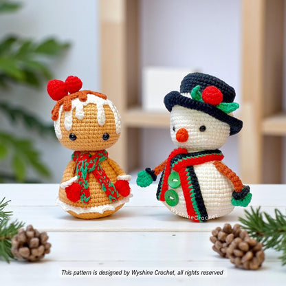 Snowman & Gingerbread Girl Ornament Crochet Pattern