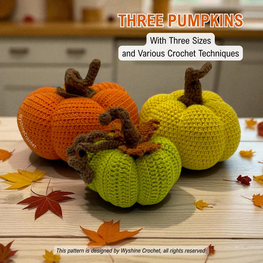 5-Size Pumpkin Amigurumi Crochet Pattern Bundle