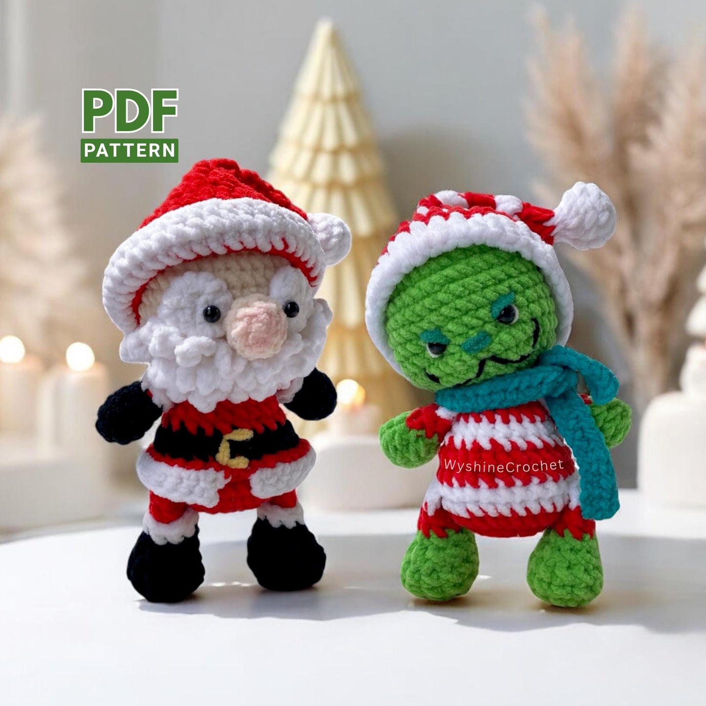 Santa & Green Monster Ornament Crochet Pattern