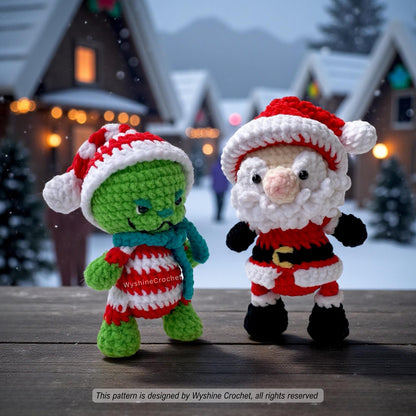 Santa & Green Monster Ornament Crochet Pattern