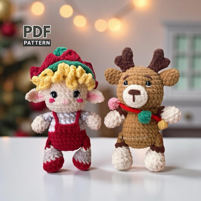 Elf & Reindeer Ornament Crochet Pattern