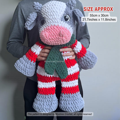 Huggable Candy Cane Cow Crochet Pattern - Crochet Pattern