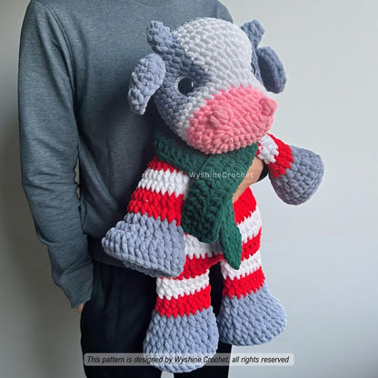 Huggable Candy Cane Cow Crochet Pattern - Crochet Pattern