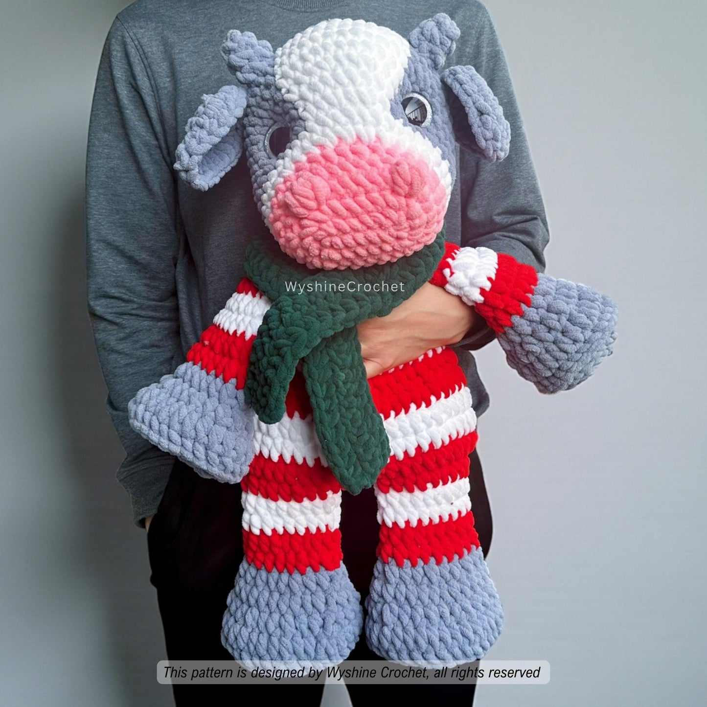 Huggable Candy Cane Cow Crochet Pattern - Crochet Pattern