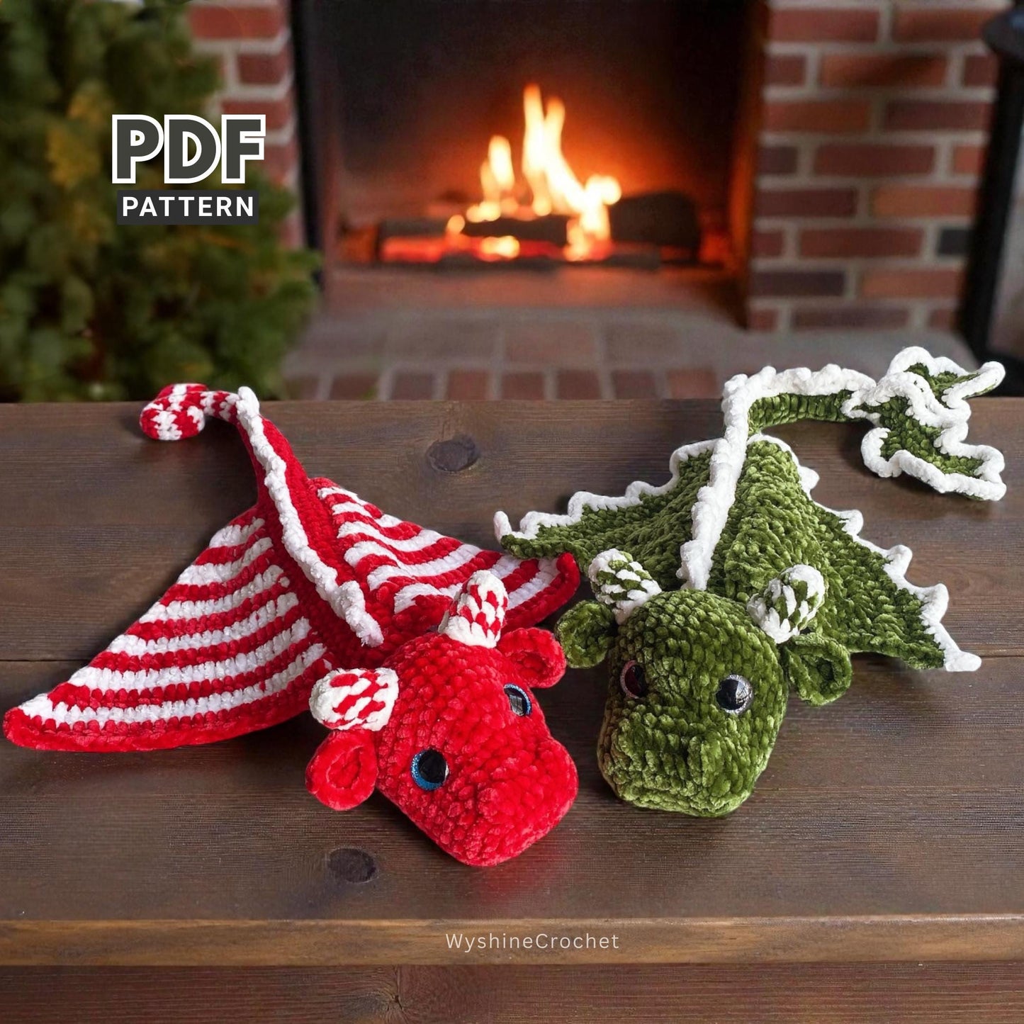 Candy Cane & Tree Dragon Crochet Pattern Bundle