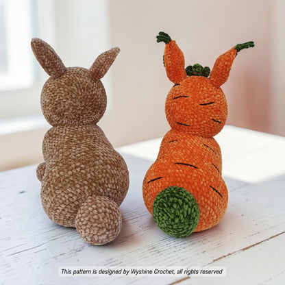 Laying Brown & Carrot Bunny Crochet Pattern