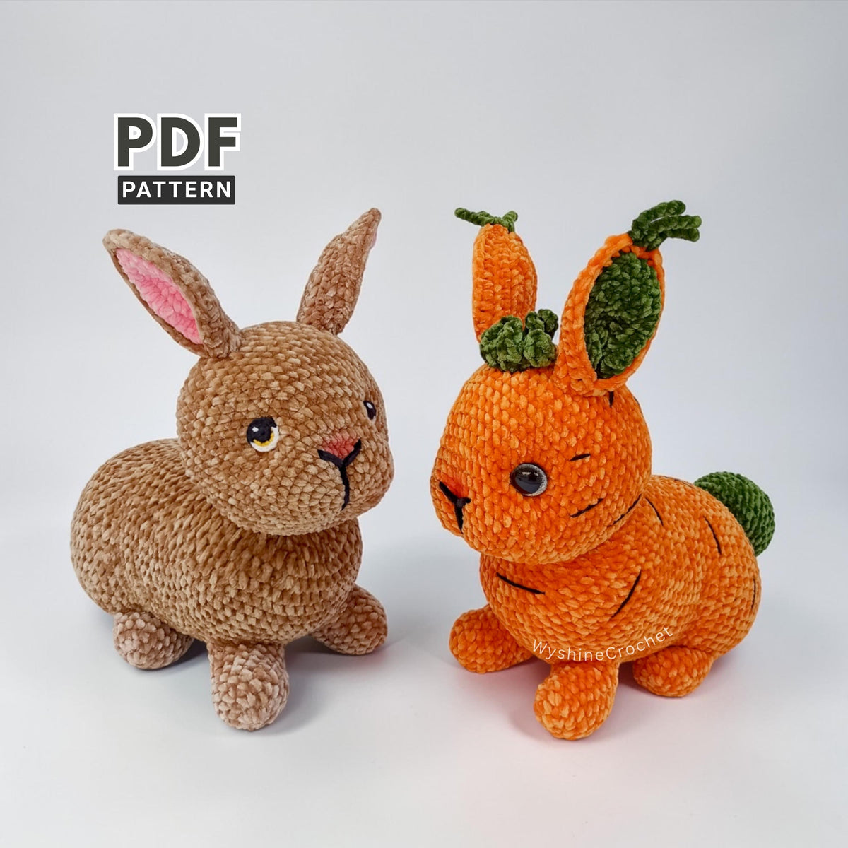 Laying Brown & Carrot Bunny Crochet Pattern
