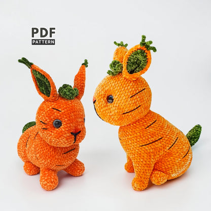 Sitting & Laying Carrot Bunny Crochet Pattern Bundle
