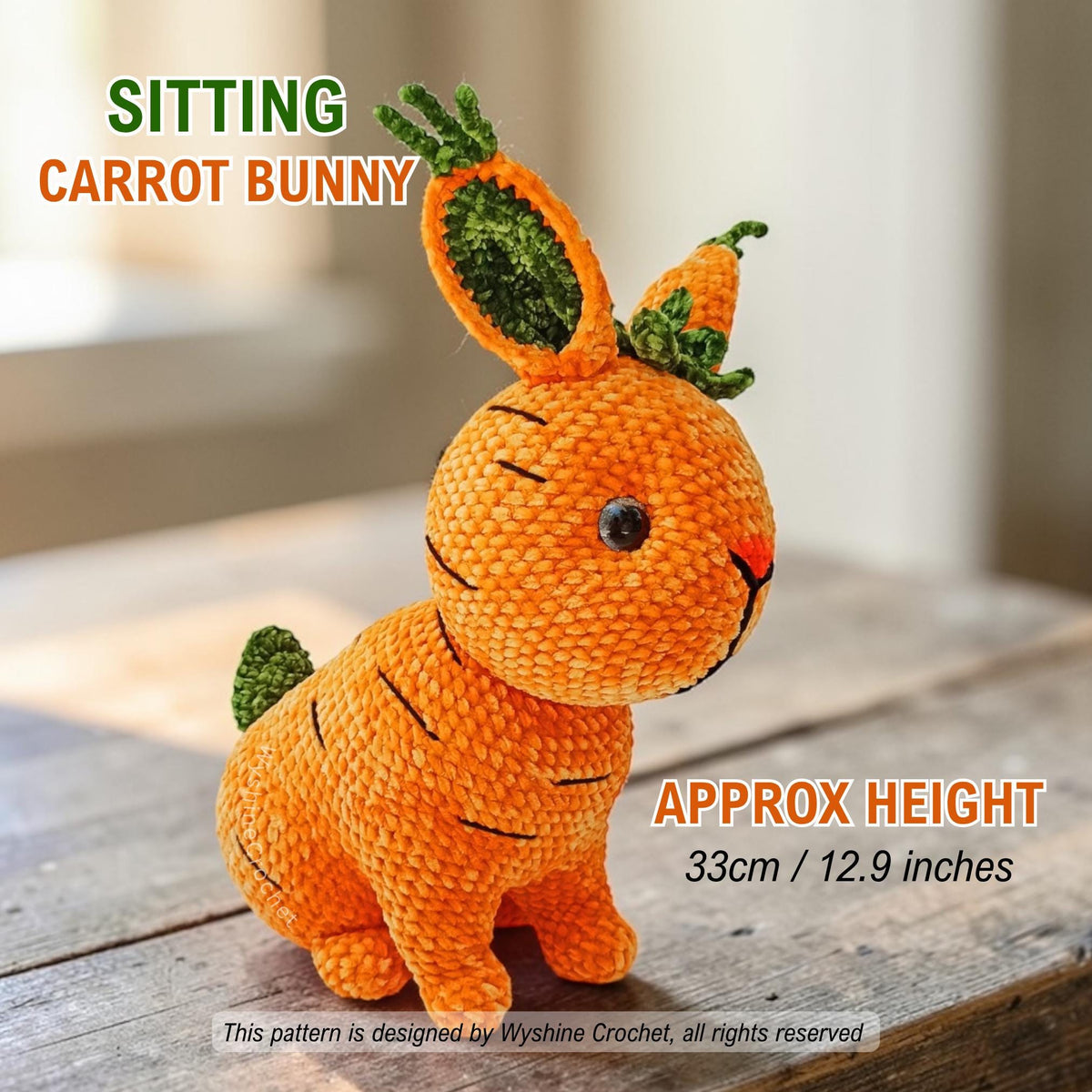 Sitting & Laying Carrot Bunny Crochet Pattern Bundle