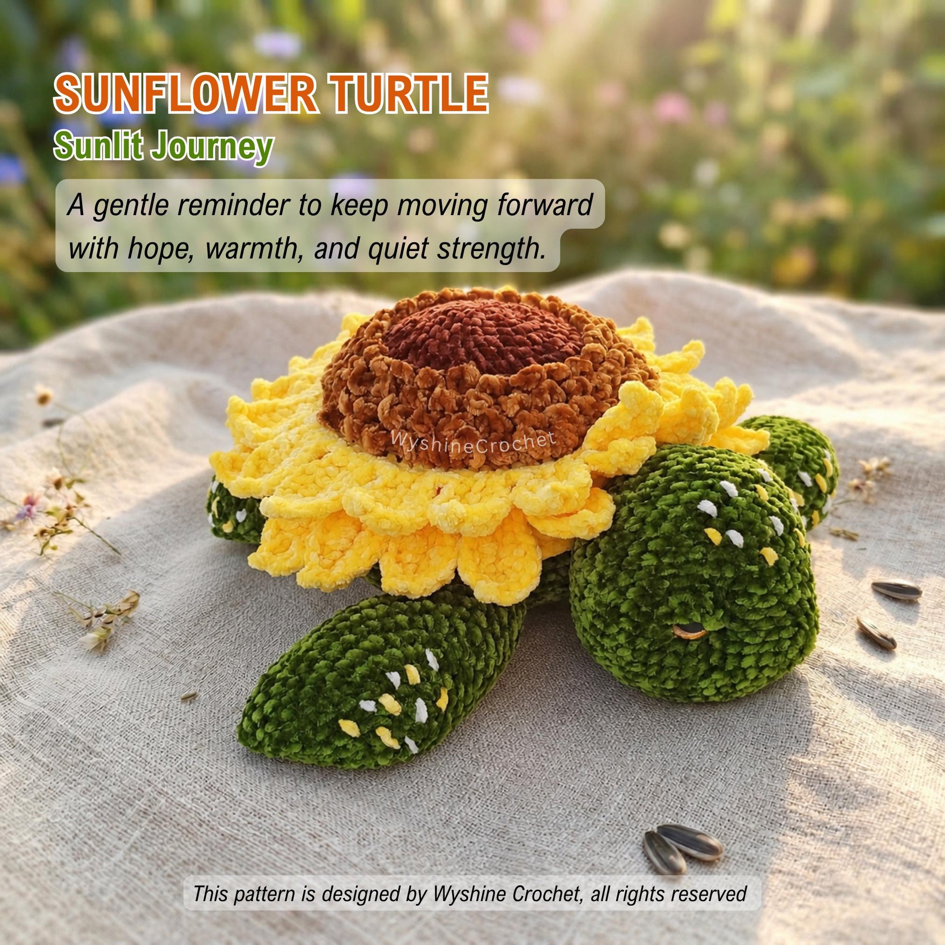 Huggable Sunflower Turtle Crochet Pattern - product photo 2 of 7