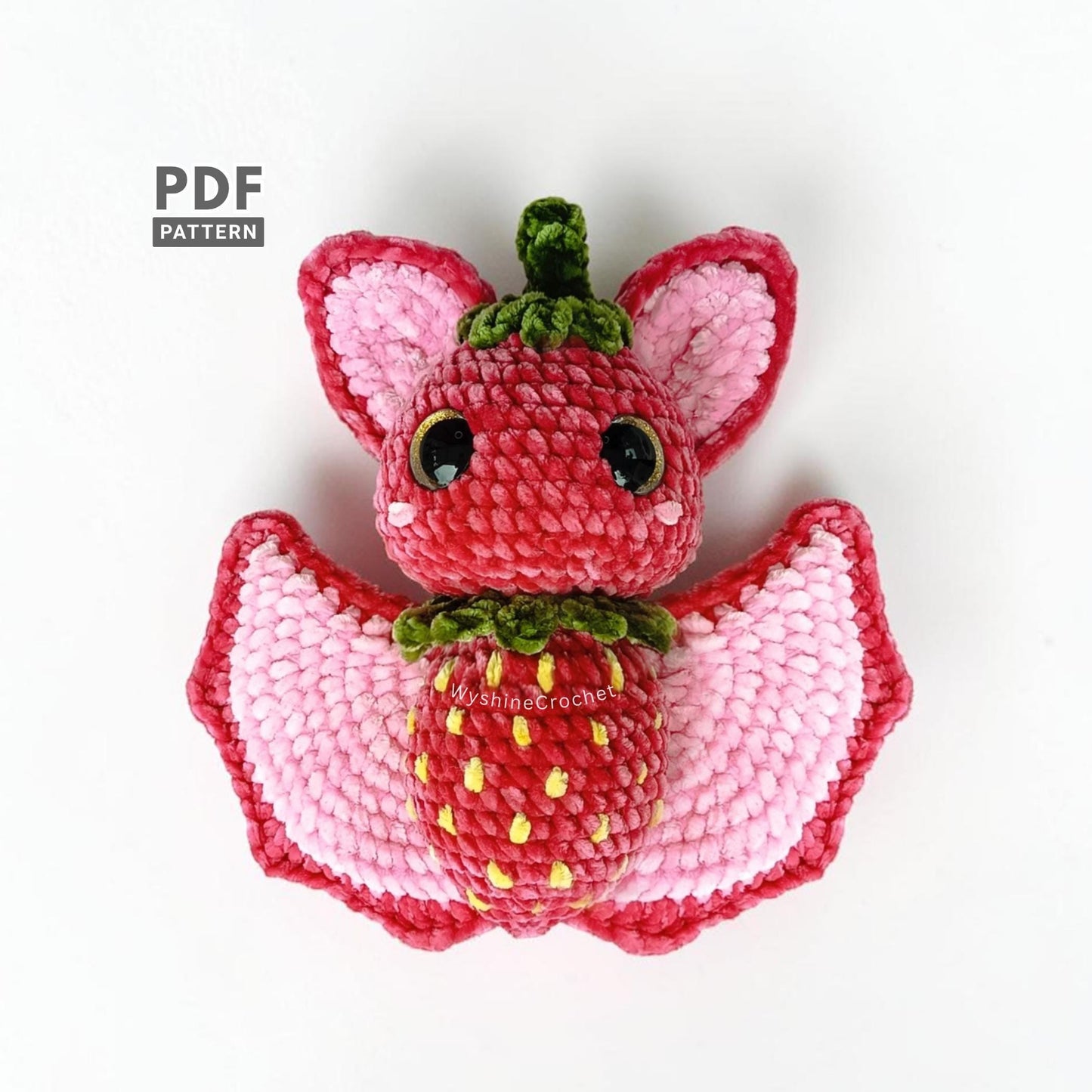Strawberry Bat Crochet Pattern - Sweet Halloween Amigurumi - product photo 1 of 8